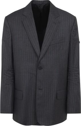 Balenciaga Pinstripe Wool Blazer - Heren - Blazers - Grijs - M - Katoen - Jassen