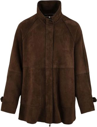The Jackie Leathers Malika Bonded Bold Suede Jacket - Dames - Jassen - Bruin - Maat: L Su&egrave;de