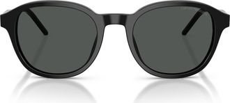 Emporio Armani 51mm Pillow Sunglasses in Shiny Black /Dark Grey at Nordstrom