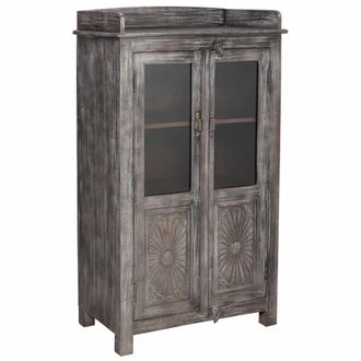 Wanderlust Deco Vitrina de madera de 2 puertas acabado artesanal 74x41x128