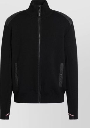 Moncler zip front wool cardigan with high collar