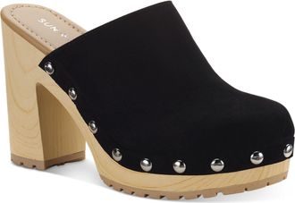 Sun + Stone Womens Tanyaa Microsuede Slip-On Mules, Black, 7.5 UK