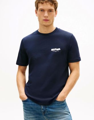 Tommy Hilfiger Mens Tommy Hilfiger Photo Print Hilfiger Mens T-Shirt - Desert Sky - Blue/Black - Size: 40/Regular