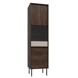 Petits Meubles Vitrina 2 puertas paneles laminados madera oscura y cachemira