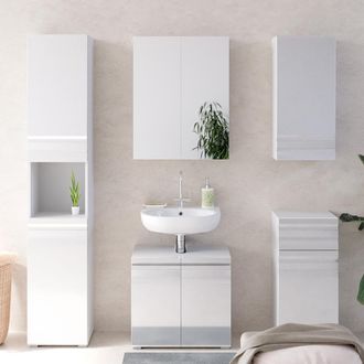 Vicco Conjunto De Muebles De Ba&ntilde;o Freddy, Blanco Alto Brillo, 5 Piezas