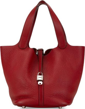 Herm&egrave;s Pre-owned Womens Mini Herbag Zip Red Leather Handbag - Brown - One Size