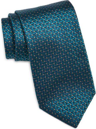 Canali Geometric Silk Tie in Teal at Nordstrom
