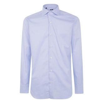 Barba Klassieke Twill Overhemd - Heren - Zakelijke Overhemden - Blauw - 4XL - Overhemden