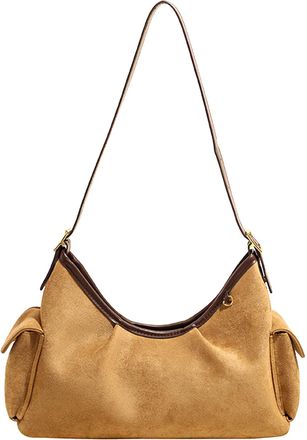 Generic Kexpery Womens Faux Suede Shoulder Bag with Pendant, Practical Handbag for Daily Life, School