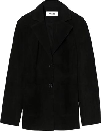 R&oacute;he Hw 25 Suede Cinched Blazer - Dames - Blazers - Zwart - L - Leer - Jassen