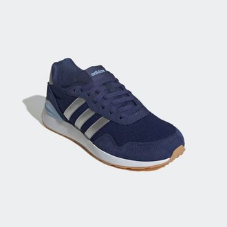 adidas Sneaker ADIDAS SPORTSWEAR RUN 60S 4.0, Damen, Gr. 36, silber (dunkelblau, silber metallic, glow blau), Leder, Textil, Schuhe Sneaker