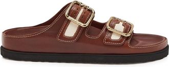Birkenstock Arizona Bold Canvas and Leather Sliders - Brown - 39 (IT39/ UK6)
