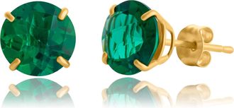 MAX + STONE 10k Yellow or White Gold 8mm Round Cut Gemstone Birthstone Stud Earrings
