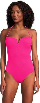 Tommy Bahama Island Cays Vfront Bandeau One Piece Womens Swimsuits One Piece Pink Maui : 14, Nylon/Spandex
