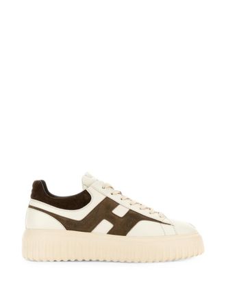 Hogan White H-Stripes Leather Sneakers