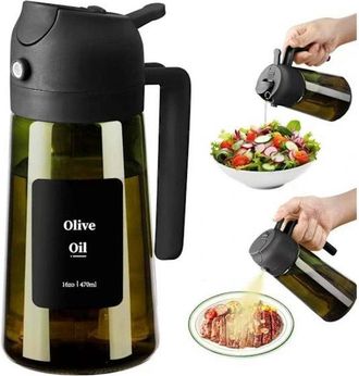 OEM Pulverizador Y Dispensador De Aceite - 470 Ml, Vidrio Resistente A La Luz, Apto Para Cocina, Freidora De Aire, Ensaladas Y Barbacoa