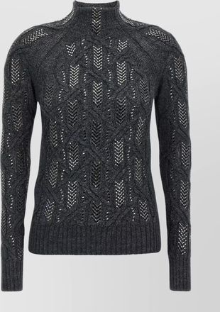 Ermanno Scervino cable knit mock neck sweater with ribbed hem