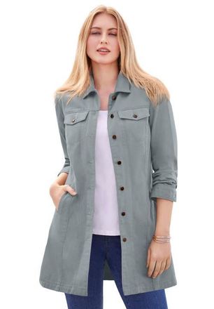 Jessica London Long Denim Jacket in Gunmetal at Nordstrom, Size 20