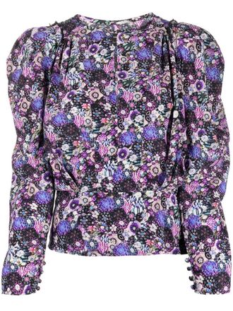 Isabel Marant long sleeve blouse - women - Silk/Elastane - 40 - Purple