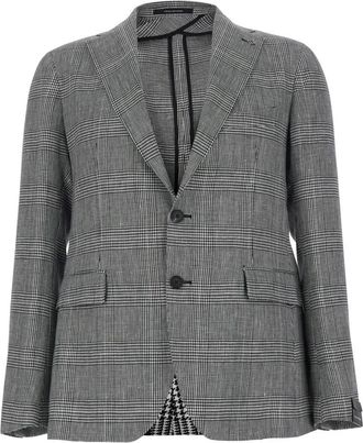 Tagliatore Single-Breasted Houndstooth Jacket - Heren - Business blazers - Grijs - XL - Katoen - Kostuums