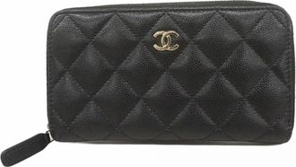 Chanel Black Grained Calfskin Wallet (Bi-Fold) (Pre-Owned)