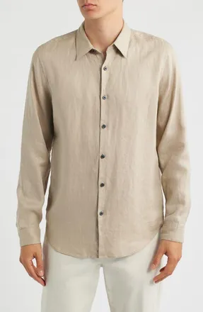 Theory Irving Relaxed Fit Linen Button-Up Shirt in Hazelwood at Nordstrom, Size Xx-Large