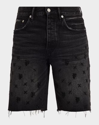 Purple Men & apos;s P059 Beaded Monogram Shorts