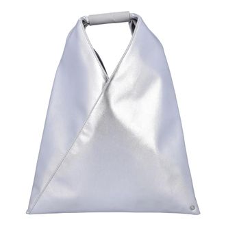 Maison Margiela Handbags, female, Gray, Size: ONE SIZE Silver Metallic Handbag with Numeric Signature Cuff