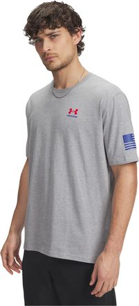 Under Armour Mens Freedom Flag Short Sleeve T Shirt, (036) Steel Light Heather / / Red, XXL