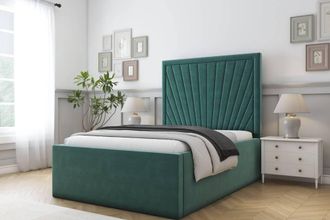 Comfort Beds Kensington Plush Bed Frame With Mattress-50 Upholstered in Emerald | Size: Single