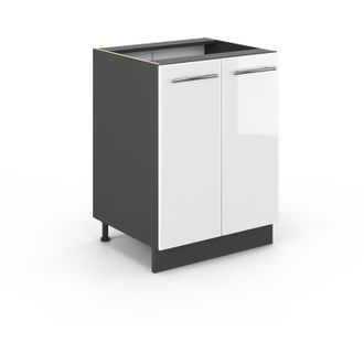 Vicco Mueble bajo de cocina Fame-Line, Blanco alto brillo, 60 cm sin encimera