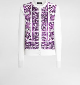 Dolce & Gabbana Majolica-print Silk Cardigan - Woman Sweaters And Cardigans Multicolor 38