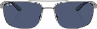 Ray-Ban Blue Rectangular Unisex Sunglasses RB3737 004/80 60