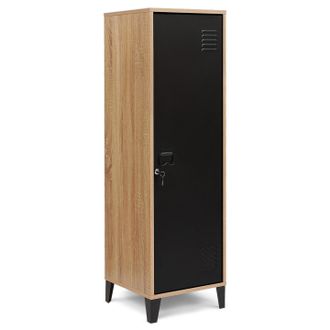 IDMarket Armadio Ester In Legno Con Anta In Metallo Nero, Design Industriale