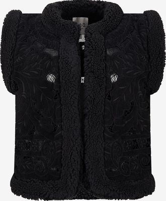 Sea New York Kurze Wildlederweste mit Lochstickerei Ceci