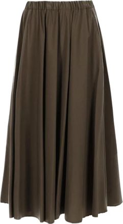 Aspesi Rokken, Dames, Groen, L, Katoen, Midi Rok met Elastische Tailleband
