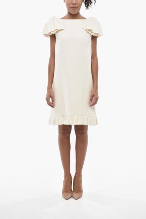 Valentino Virgin Wool And Silk A-Line Dress With Pleats Valentino