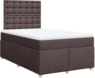 vidaXL Cama Box Spring Con Colch&oacute;n Tela Marr&oacute;n Oscuro 120x190 Cm Vidaxl