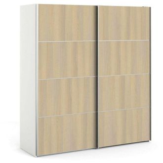 Dmora Dmora - Guardaroba 2 ante Accadia, Mobile camera da letto, Cabina armadio portabiti, Armadio appendiabiti, 182x64 h202 cm, Quercia e Bianco