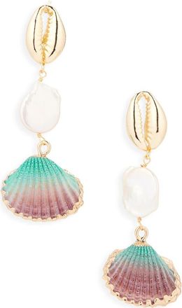Panacea Freshwater Pearl Shell Drop Earrings in Blue/Multi at Nordstrom Rack