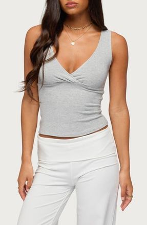 Edikted Lalisa V-Neck Tank in Light-Gray-Melange at Nordstrom, Size X-Small