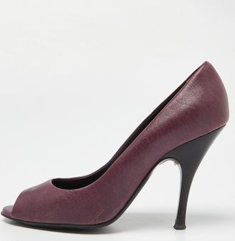 Dolce & Gabbana Burgundy Leather Peep Toe Pumps Size 38