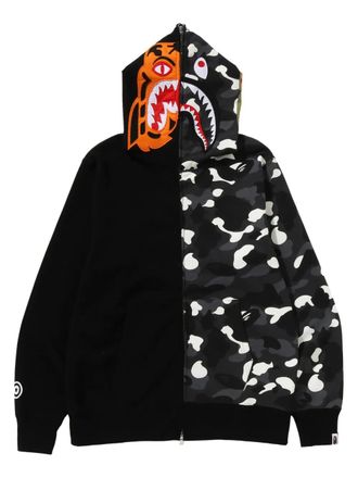 A Bathing Ape City Camo Tiger Shark zip-up hoodie - men - Cotton - S - Black