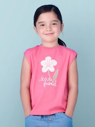 Vertbaudet Mädchen T-Shirt, Paradiesvogel bonbon rosa