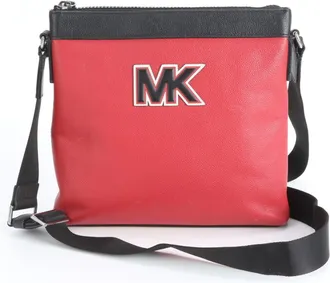 Michael Kors Black Red Color Leather Shoulder Bag Tote Bag (Pre-Owned)