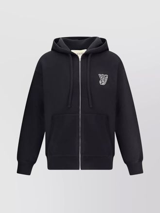 Valentino logoed cotton hoodie kangaroo pockets