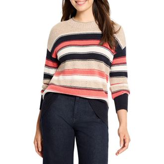 Nic+Zoe Nep Stripe Cotton Blend Sweater in Red Multi at Nordstrom Rack, Size X-Small