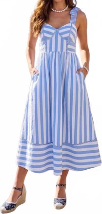 Entro Jackie Striped Midi Dress In Light Blue