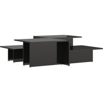 vidaXL Mesa De Centro 2 Pzas Madera Contrachapada Negro 111,5x50x33cm Vidaxl