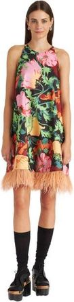 La DoubleJ La Fenice Mini Dress With Feathers Wonderland Black at Nordstrom, Size X-Small It